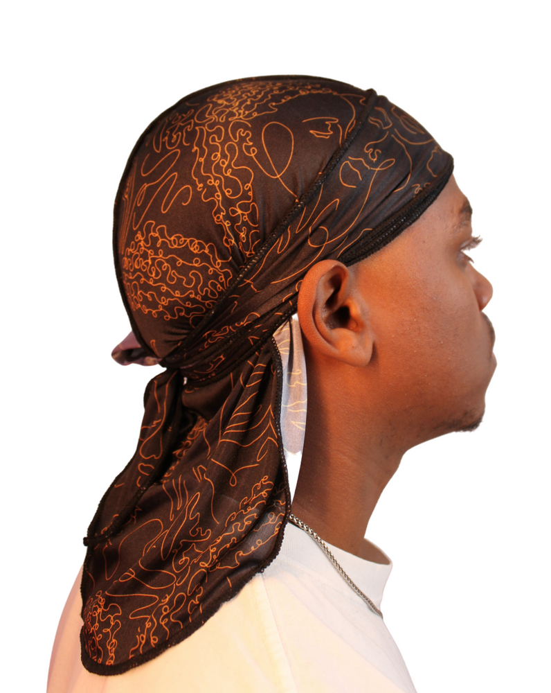 Black Satin Figurative Durag